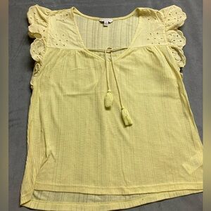 Lucky Brand Women’s Sleeveless Ruffle Top Yellow Medium